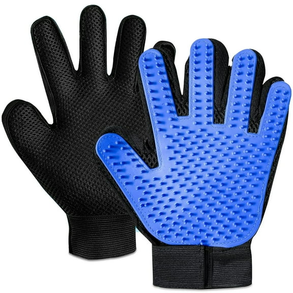 Pet Grooming Gloves Brush Dog Cat Hair Remover Mitt Massage Deshedding 1 Pair Blue