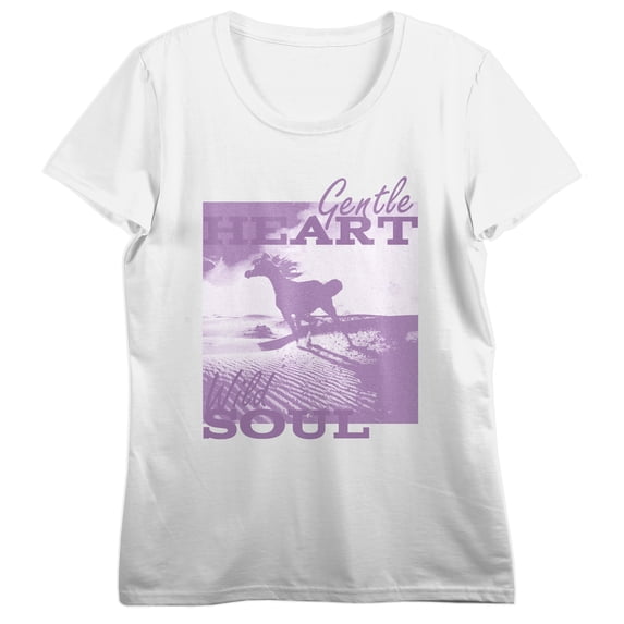 Gentle Heart Wild Soul Crew Neck Short Sleeve Women's White T-shirt-XXL
