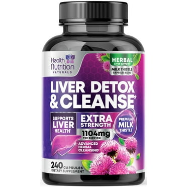 Gentle Liver Cleanse Detox & Repair Formula - Herbal Liver Support Supplement: Milk Thistle with Silymarin, Artichoke Extract, Dandelion, Beet, Chicory Root, & Turmeric for Liver Health - 240 Capsules