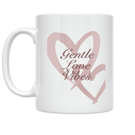 Gentle Love Vibes Heart Design - Minimalist Aesthetic Enthusiast - 11 oz Ceramic Coffee Mug