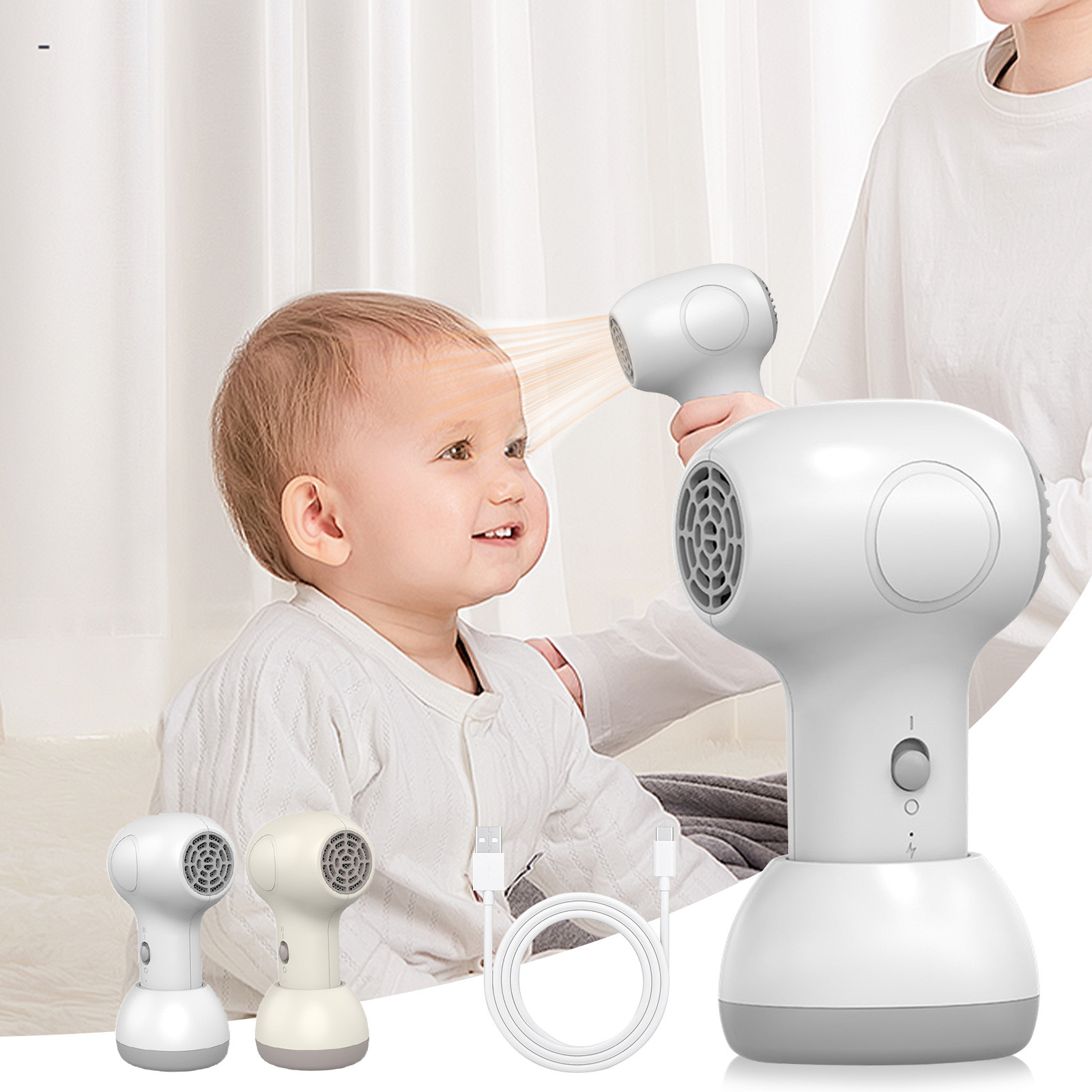 Gentle and Low - Noise Kids Hair Dryer, Designed for Infants with Speed and Constant Temperature Control. Rechargeable and Portable, a Great Choice for Parents, for Infant Care Seasonal Savings