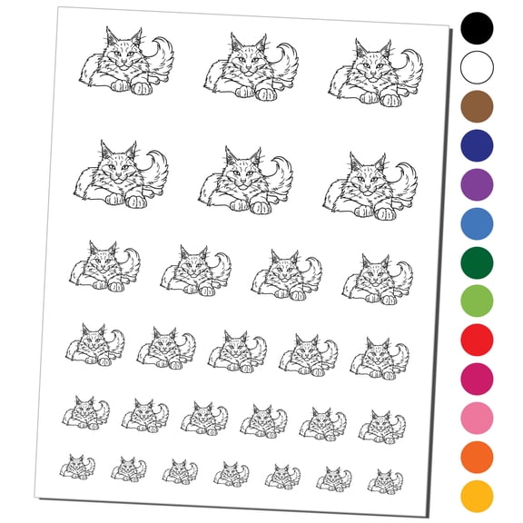 Gentle Maine Coon Cat Water Resistant Temporary Tattoo Set Fake Body Art Collection - Dark Blue