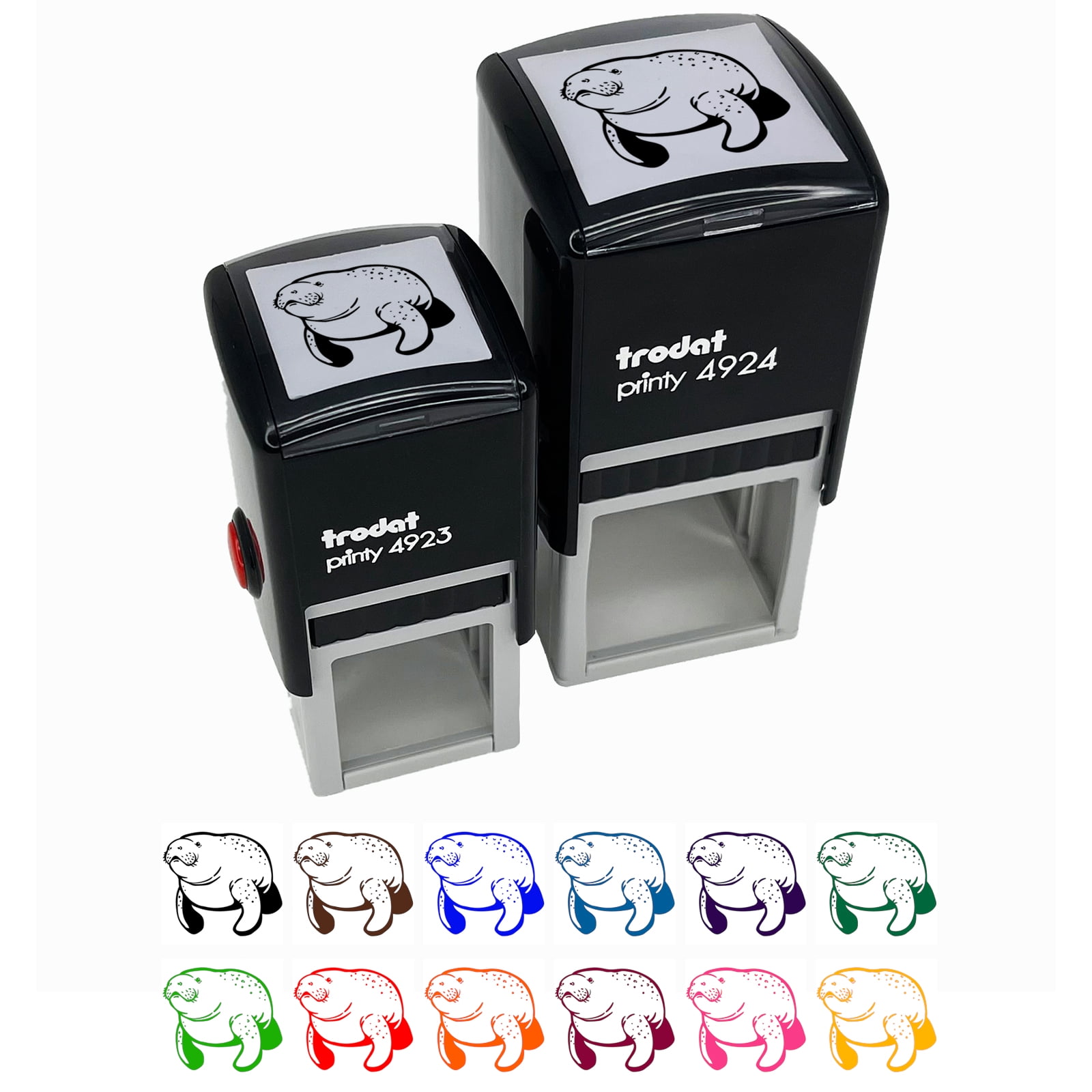 Gentle Manatee Self-Inking Rubber Stamp Ink Stamper - Blue Ink - Large 1-1/2 Inch