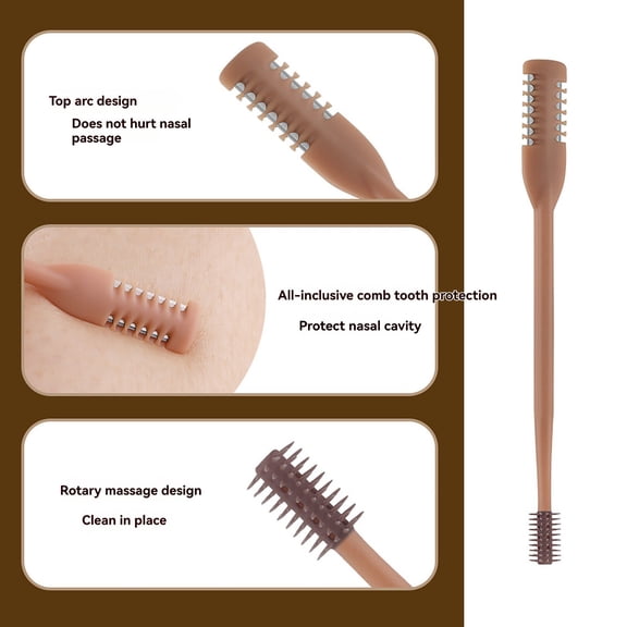 Gentle Manual Nose Hair Trimmer for Women Men,2-in-1 360° Rotating Nostril Hair Cutter with Soft Tip,Portable Painless Nasal Grooming Tool with Storage Box,Travel Size 1 Pack