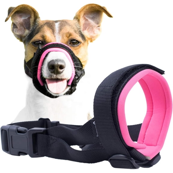 Gentle Muzzle Guard for Dogs - Prevents Biting and Unwanted Chewing Safely – New Secure Comfort Fit - Soft Neoprene Padding – No More Chafing – Training Guide Helps Build Bonds with Pet