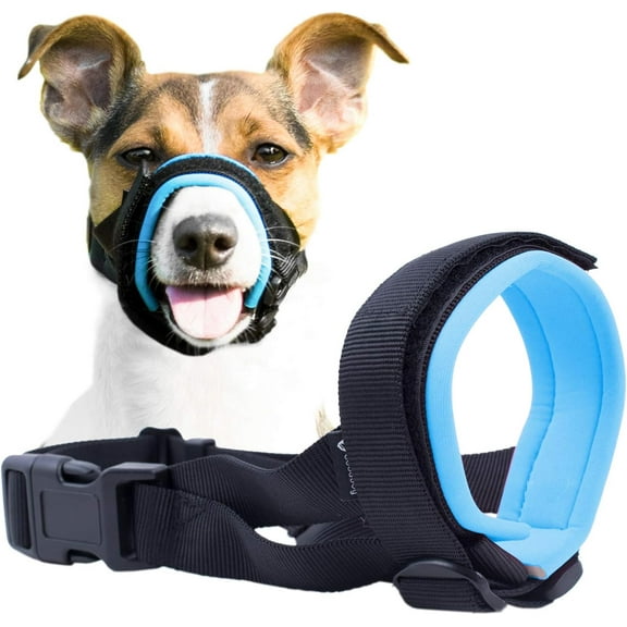 Gentle Muzzle Guard for Dogs - Prevents Biting and Unwanted Chewing Safely – New Secure Comfort Fit - Soft Neoprene Padding – No More Chafing – Training Guide Helps Build Bonds with Pet