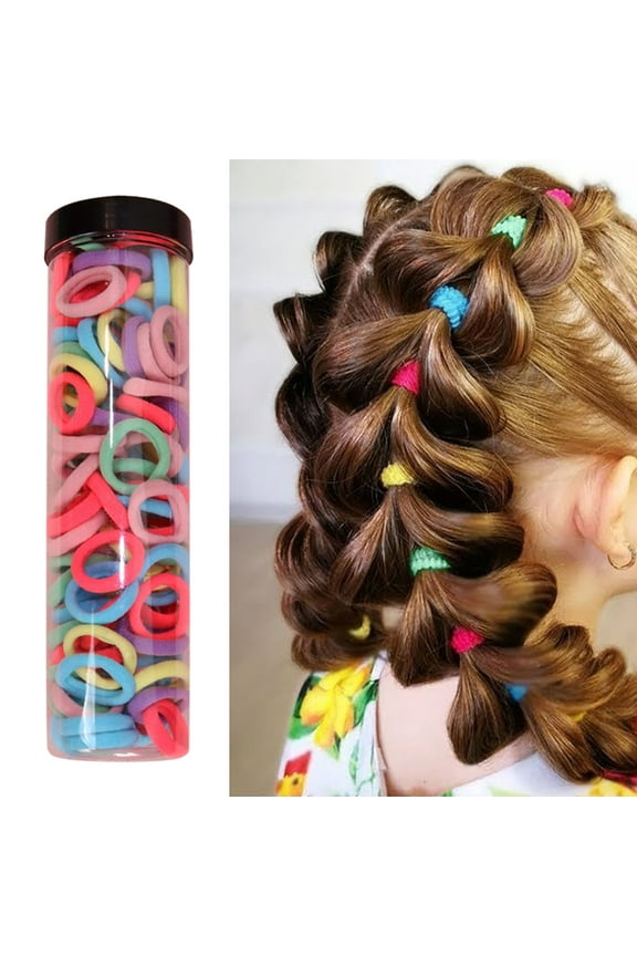 Gentle No- Hair Ties for Girls Baby Toddlers Soft Elastic Ponytail Pigtail Holders Non-Damaging Black Colorful Small Rubber Bands Multipack