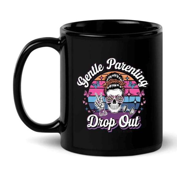Gentle Parenting Dropout Funny Skull Mom Retro Leopard Mug For Coffee Lover, Funny Ceramic Mug 11Oz-15Oz