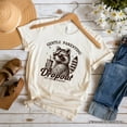 thumbnail image 1 of Gentle Parenting Dropout Raccoon T-Shirt, Tired Parent Humor Retro White and Natural Mom Tee, 1 of 8