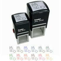 Gentle Persian Cat Self-Inking Rubber Stamp Ink Stamper - Black Ink - Small 1 Inch