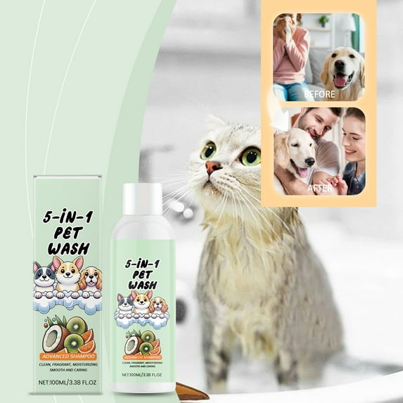 Gentle Pet Shampoo for Dogs and Cats, Amino Acid Formula with Tea Extract and Natural Oils, Nourishing & Detangling Pet Wash for Soft Shiny Fur, Long-Lasting Freshness, Dog & Cat Shampoo