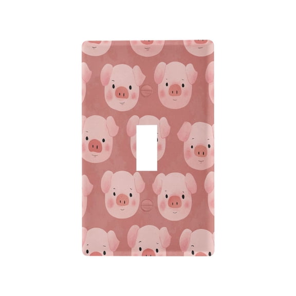 Gentle Piggy Smiles Decorative Wall Plate, Flame Retardant PC Plastic Light Switch & Outlet Cover with Mounting Screws Fits Toggle Switch