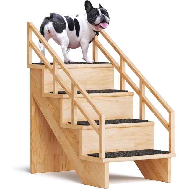 Gentle Rise Pet Steps with Safety Rails 3 Step Dog Stairs for Couch