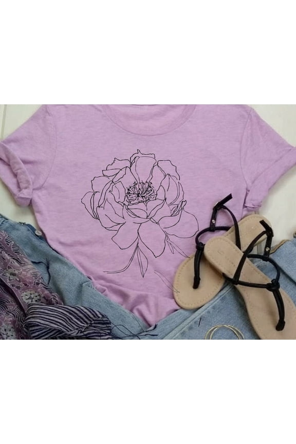 Gentle Rose Tee Botanical Flower Shirt
