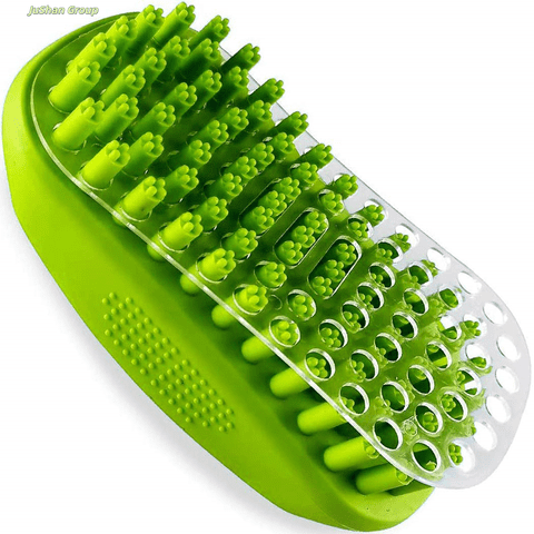 Gentle Rubber Curry Brush for Short-Haired Dogs | Dual-Use Grooming & Bath Scrubber with Removable Screen for Easy Hair Removal