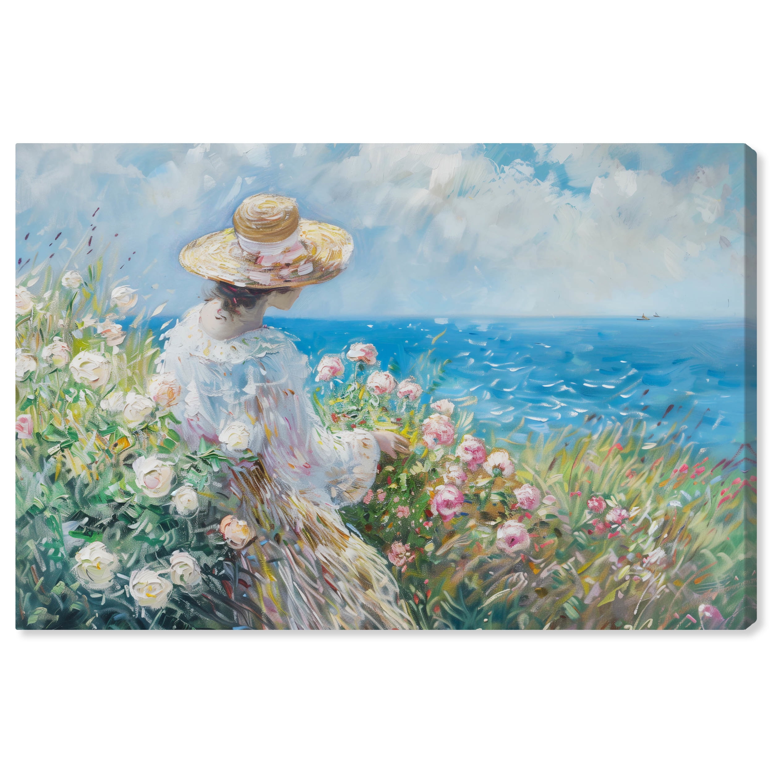 Gentle Sea Impressionism Canvas Wall Art, 30" x 20", Gallery Wrapped