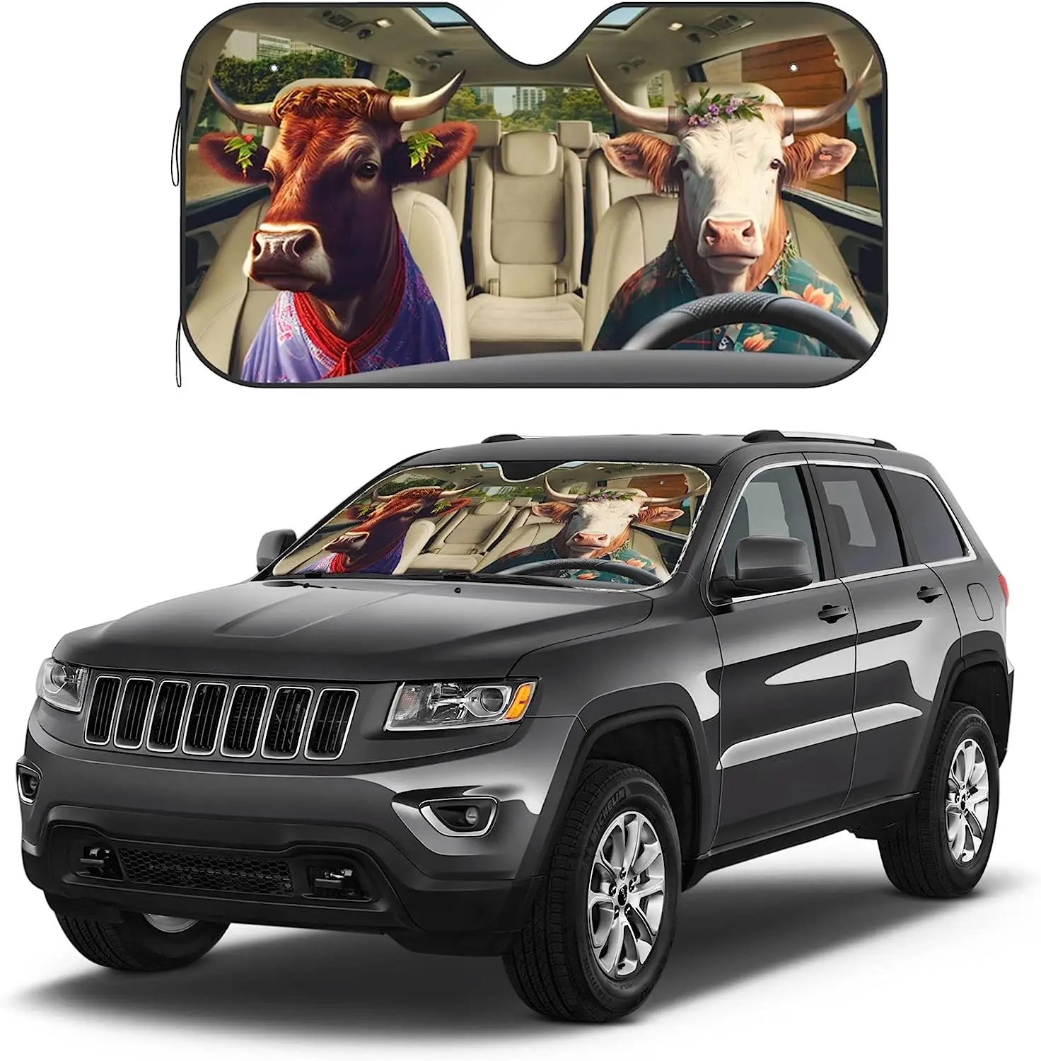 Gentle Skull Front Windshield Sun Shade Accordion Folding Auto Sunshade