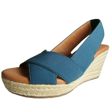 Gentle Souls Womens Kendal EL Wedge Sandal Shoe, Midnight, US 7.5