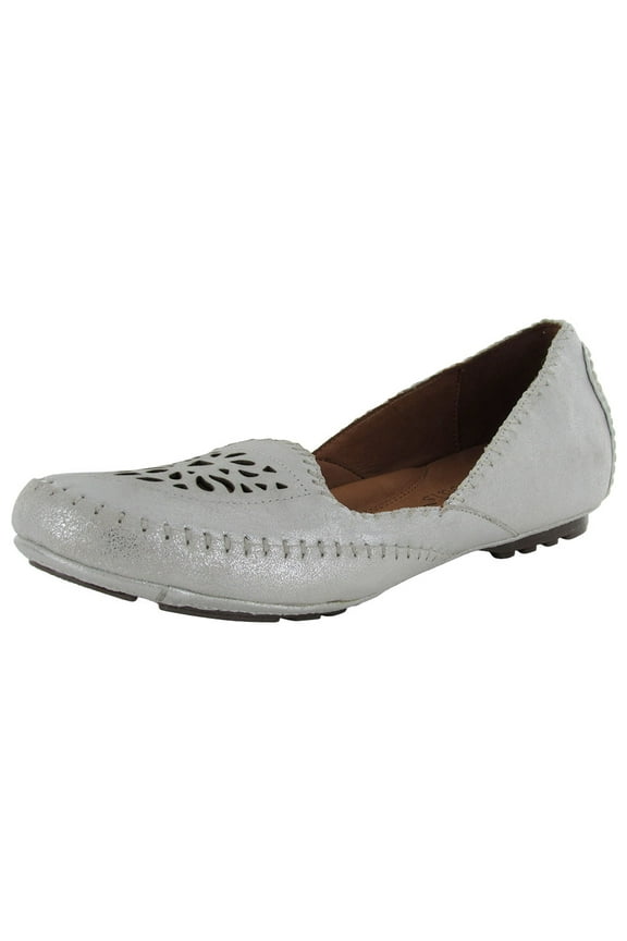 Womens Lucki Sole Ballet Flat Leather Shoe, Ice, US 8.5
