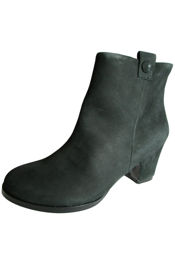 Womens Soft Cast Short Heel Ankle Boot Shoe, Black Suede, US 6