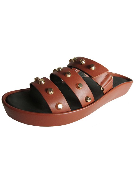 Womens Unity 2 LE Studded Velcro Platform Sandal, Cognac, US 7.5