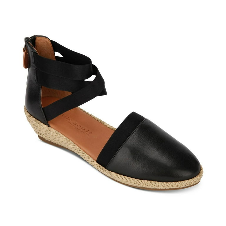 Gentle Souls by Kenneth Cole Women s Black Leather Noa Beth Espadrille Sandals Walmart