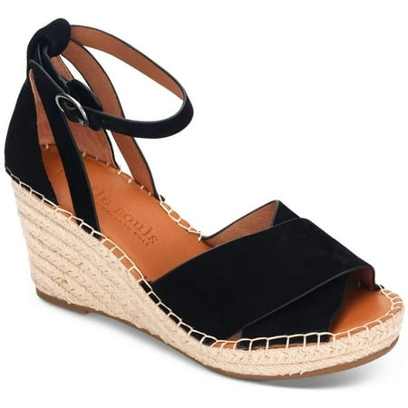 Gentle Souls by Kenneth Cole Womens Charli X Band Black Wedge Sandals Sz 8.5