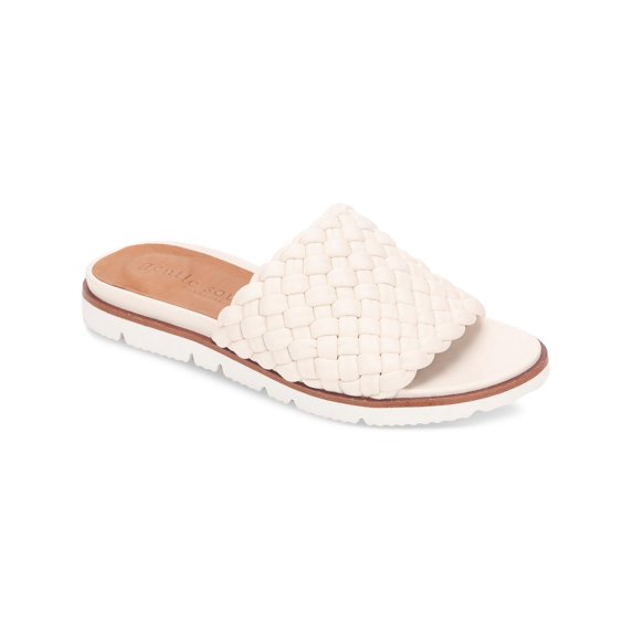 Gentle Souls by Kenneth Cole Womens Lavern Lite Braid Faux Leather Slide Sandals