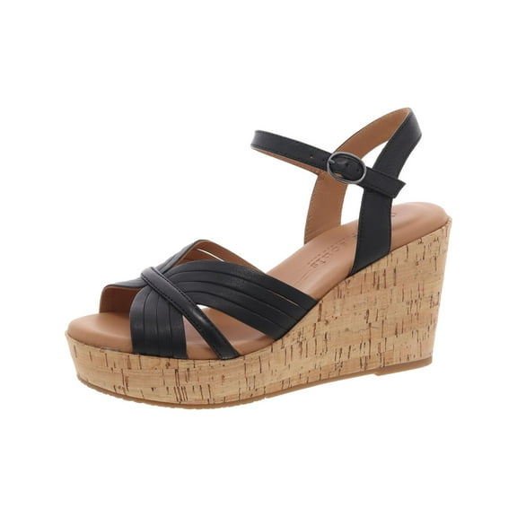 Gentle Souls by Kenneth Cole Womens Nomi Leather Wedge Slingback Sandals