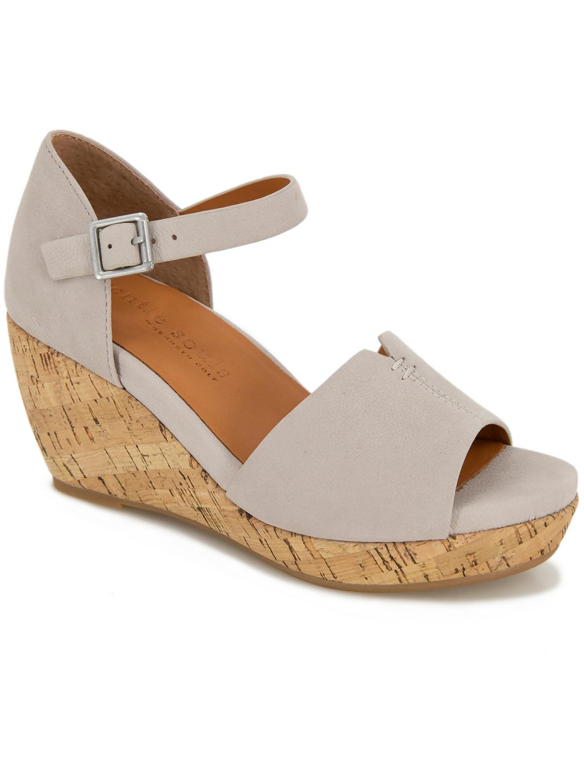 Gentle Souls by Kenneth Cole Womens Vera Leather Peep-Toe Platform Sandals