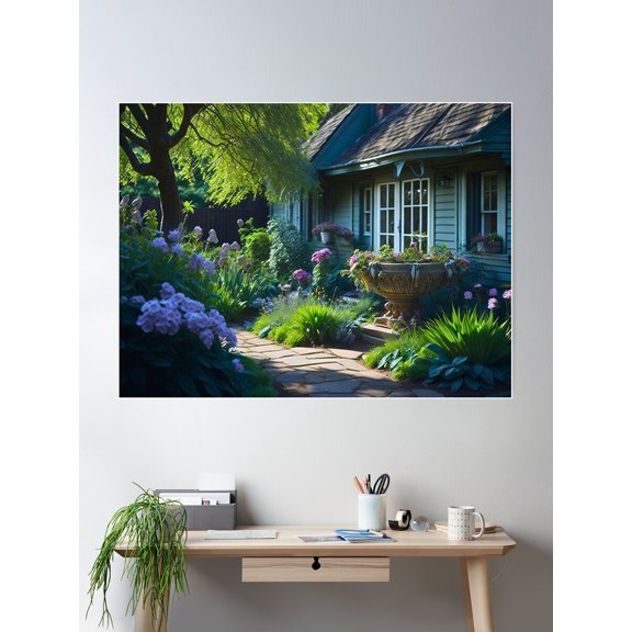 Gentle Springtime Charm: Victorian Backyard Poster Wall Art, Modern Wall Decor For Living Room Bedroom, 8x12 UNFRAMED