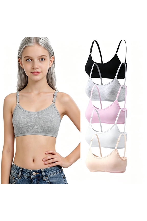 Gentle Stretch Sweat Wicking Cotton First Training Bra Big Teens 10-16 Wire Free Light Padding, Custom Slim Straps Light Weight Skin Soft Daily Undies