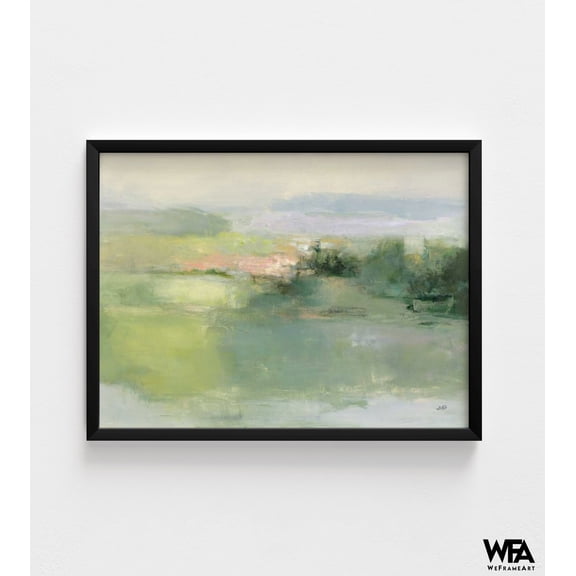 Gentle World by Julia Purinton, Green Watercolor Painting Print, Soft Green Art, Watercolor Landscape Print, Green Nature Painting