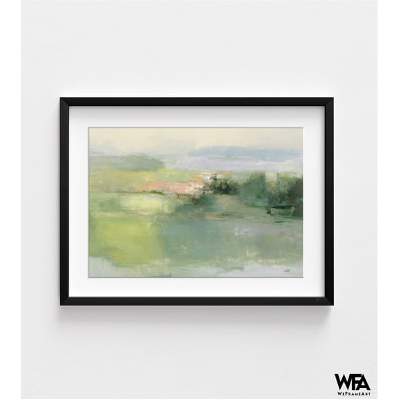 Gentle World by Julia Purinton, Green Watercolor Painting Print, Soft Green Art, Watercolor Landscape Print, Green Nature Painting