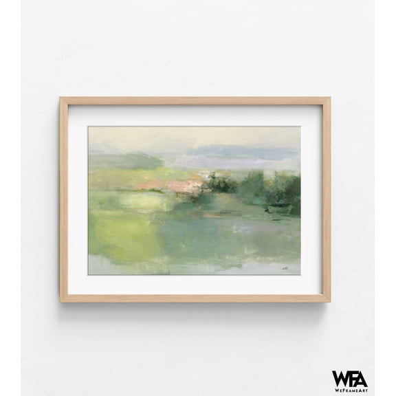 Gentle World by Julia Purinton, Green Watercolor Painting Print, Soft Green Art, Watercolor Landscape Print, Green Nature Painting