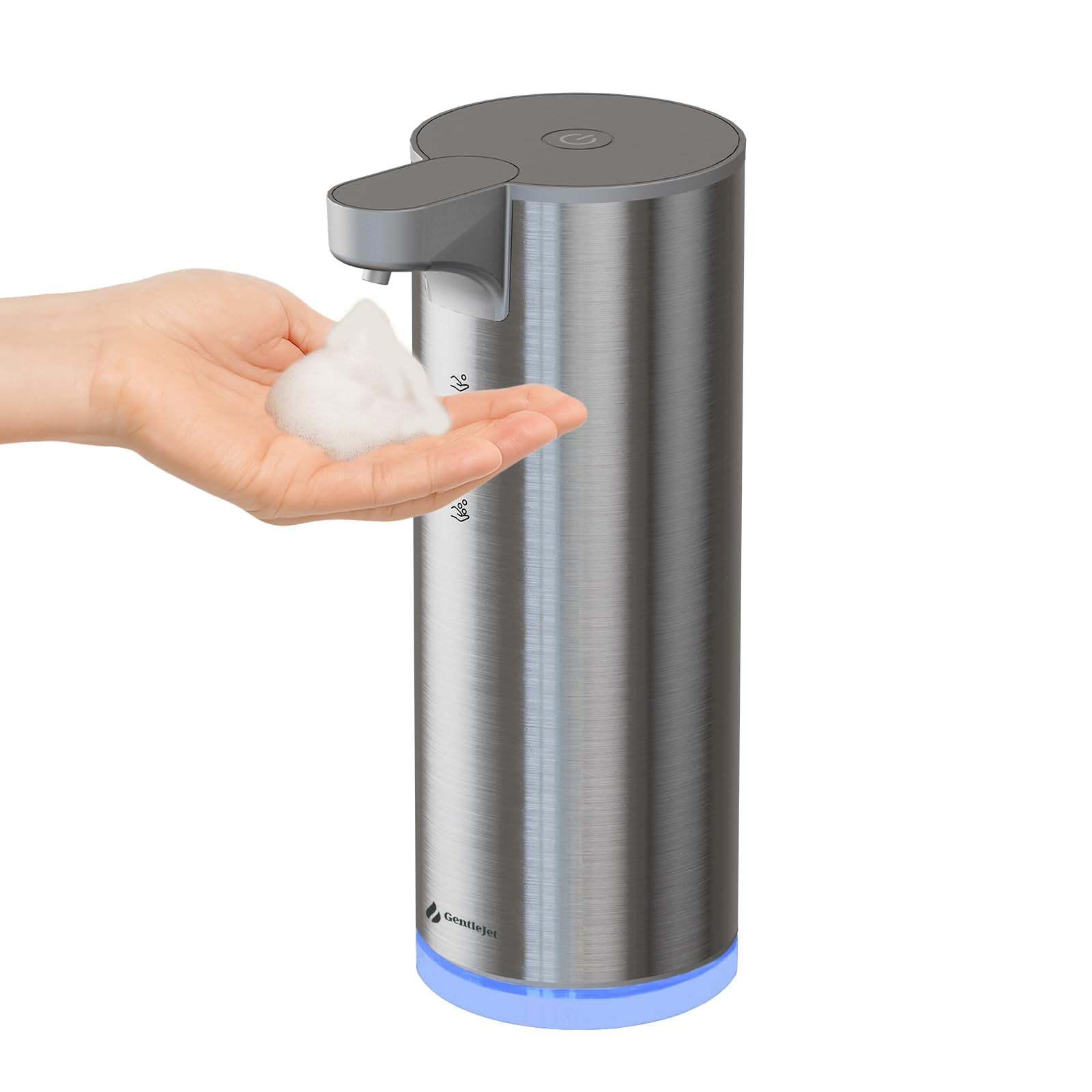 GentleJet EasyFoam Automatic Foaming Soap Dispenser  Touchless Sensor, USB-C Rechargeable, 304 Stainless Steel, IPX5 Waterproof for Bathroom Kitchen Sink, 280 ml