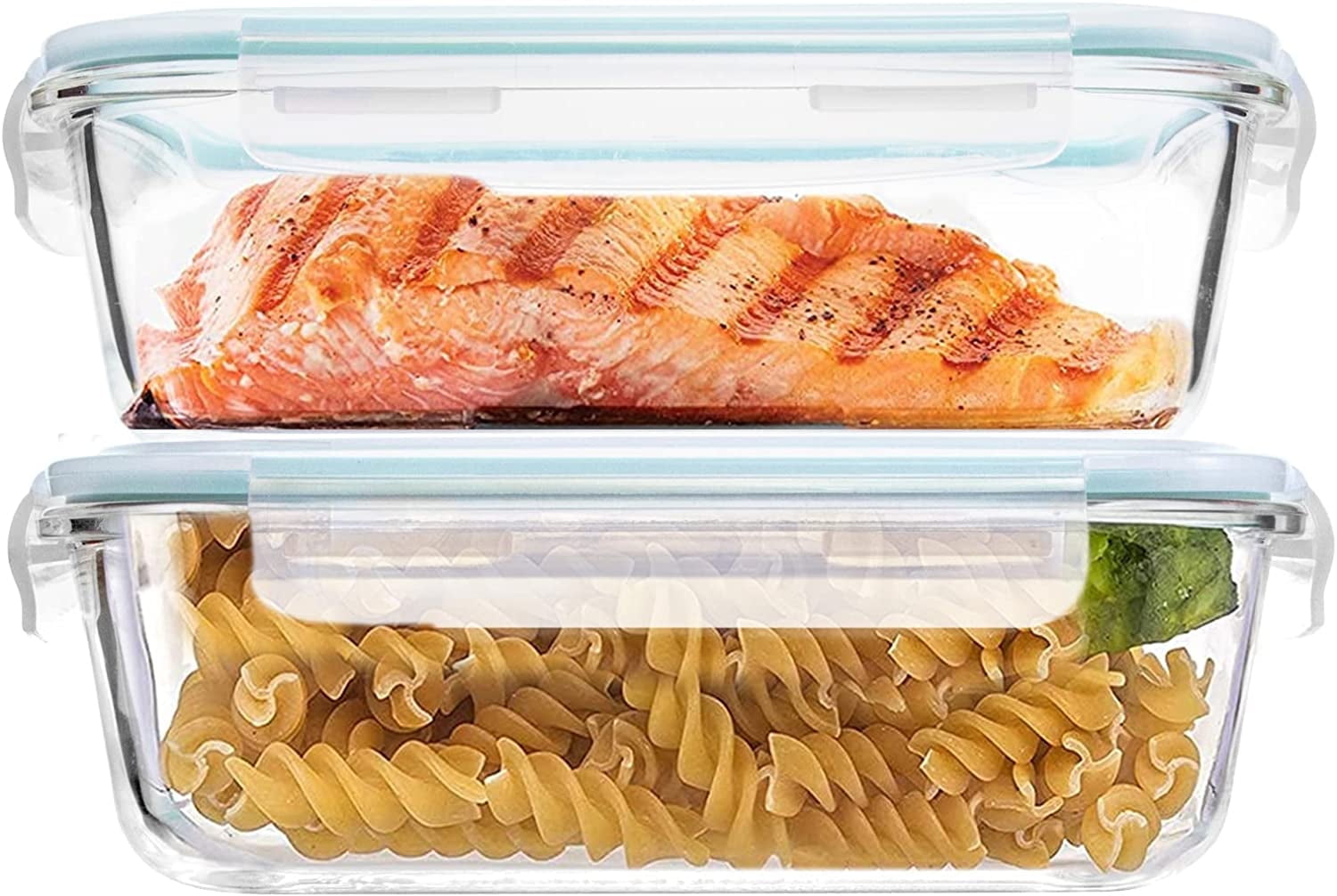 GentleShark 2 Pack Large 52oz Glass food Storage Containers with Lids,Clear Glass Meal Prep Containers for Kitchen Lunch Box