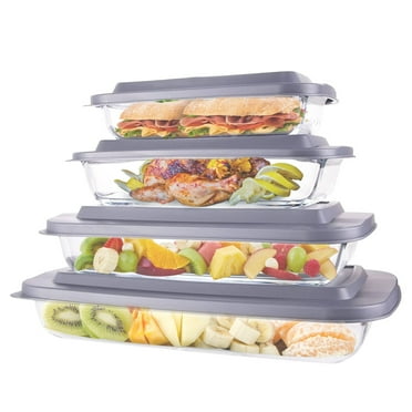 GentleShark Glass Baking Dishes with Lids,8 Pieces Rectangular Glass Bakeware Set,Glass Pans for Baking Cooking, Freezer and Oven Safe