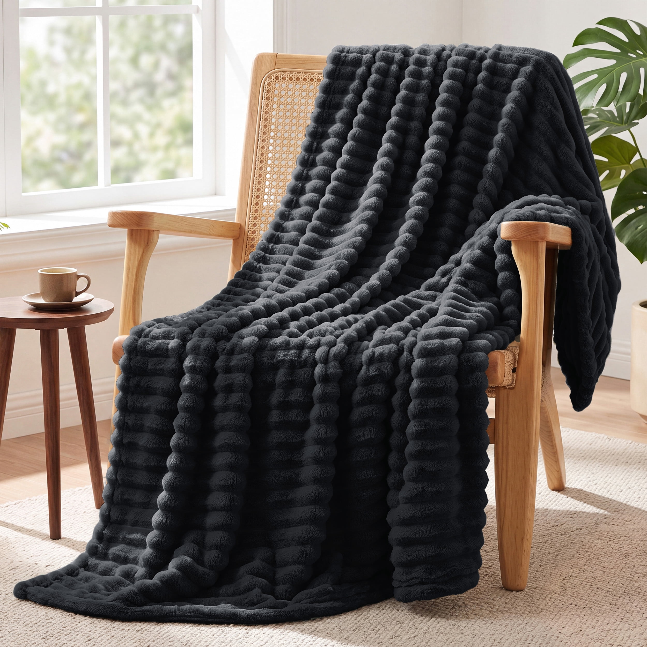 U Bedsure U by Bedsure Black Throw Blanket for Couch - Cozy Soft Blankets for Women, Cute Small Fleece Throws for Girls, 50x60 Inches
