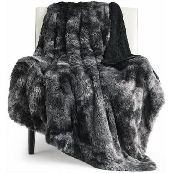 GentleSoft Fluffy Black Blanket Cozy Gifts for Men, Black Home Decor Soft Fuzzy Plush Thick Warm Sherpa Fleece Faux Fur Throw Blanket for Couch Bed, Living Room College Dorm Decor, 50x60