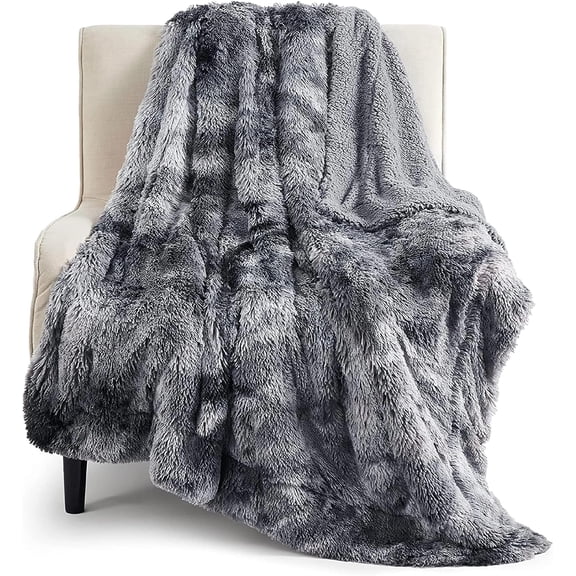 GentleSoft Fluffy Fuzzy Faux Fur Throw Blanket for Couch, Soft Sherpa Fleece Cozy Gifts for Women, Plush Bed Blanket Christmas Room Decor for Men, Thick Warm Minky Teen Gifts Winter Bedding