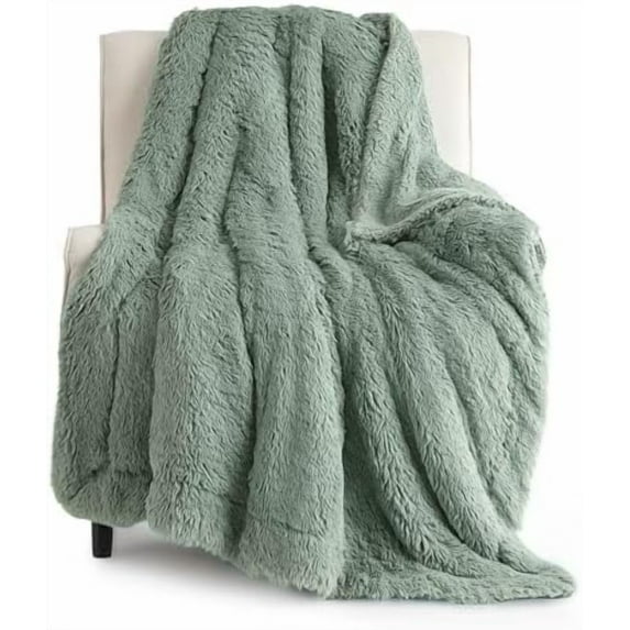 GentleSoft Fluffy Sage Green Throw Blanket, Sage Green Decor for Room, Soft Cozy Fuzzy Plush Minky Thick Warm Sherpa Fleece Faux Fur Throw Blanket for Couch, Decorative Spring Gifts, 50x60