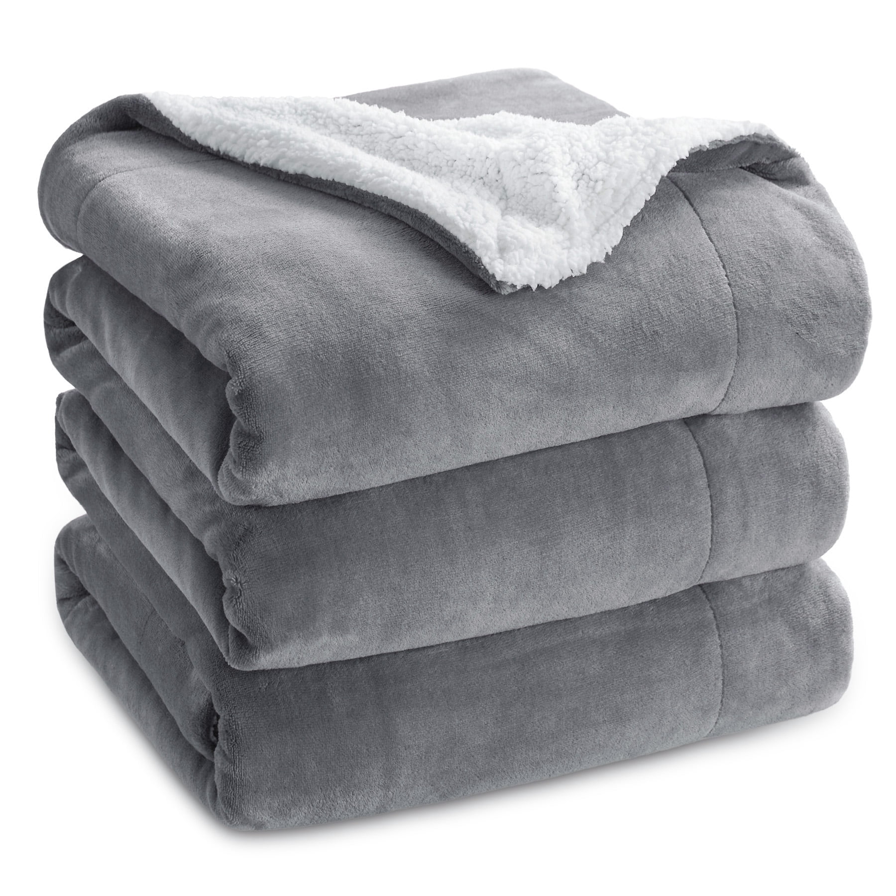 U by Bedsure GentleSoft Sherpa Fleece Blankets Queen Size for Bed - Thick and Warm Throw for Women and Men, Soft Fuzzy Plush Queen Blanket for Winter, Grey, 90x90 Inches