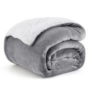 U by Bedsure Sherpa Fleece Throw Blanket for Couch – Thick & Cozy Blanket for Winter, Soft Fuzzy Plush Throw Gifts for Women and Men, Grey, 50x60 Inches