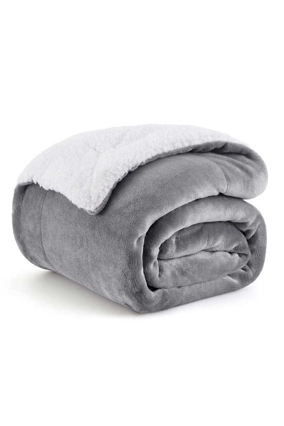 GentleSoft Sherpa Fleece Throw Blanket for Couch – Thick & Cozy  Blanket for Winter, Soft Fuzzy Plush Throw Gifts for Women and Men, Grey, 50x60 Inches