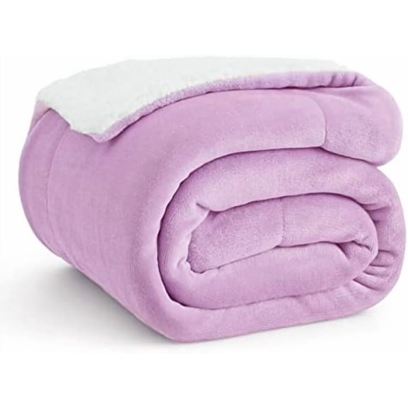 GentleSoft Sherpa Fleece Throw Blanket for Couch - Thick and Warm Throw for Girls and Women, Soft Fuzzy Plush Kids Blanket for Winter, Lilac, 50x60 Inches