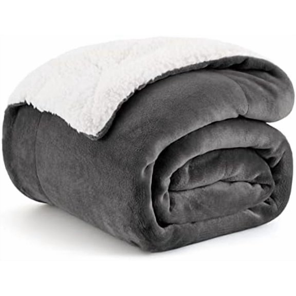 GentleSoft Sherpa Fleece Throw Blanket for Couch - Thick and Warm Throw for Women and Men, Soft Fuzzy Plush Car Blanket for Winter, Charcoal, 50x60 Inches