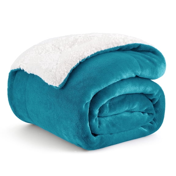 U by Bedsure Gentlesoft Sherpa Twin Size Fleece Throw Blanket, Thick Warm Winter Couch Blanket, Teal, 60x80 inches