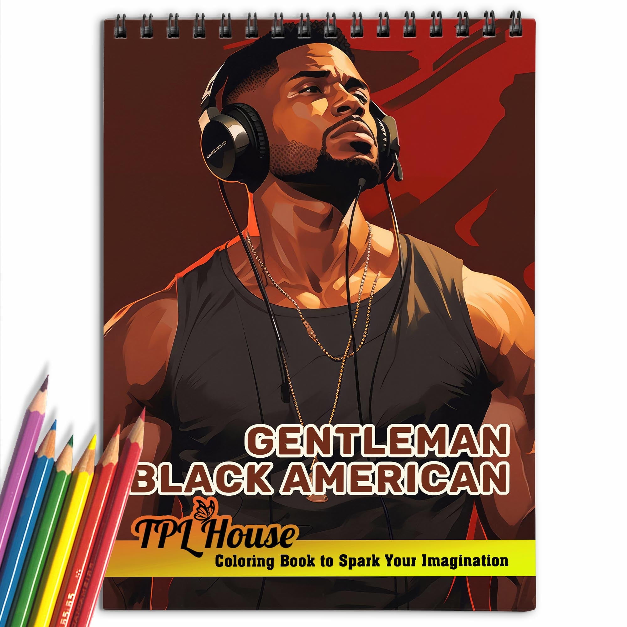 Gentleman Black American Spiral Bound Coloring Book, Discover Classic