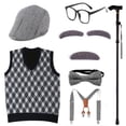 thumbnail image 1 of Gentleman Costume Set for Kids Boys-Halloween Gentleman Costume Kids 100 Days of School-10 Parts Grandpa Vest Set for Child, 1 of 3